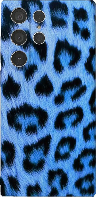 Potdemiel Handyhülle mit Leopardenmuster in Tiefblau für Samsung Galaxy S25, S24, S23 Ultra Plus, A35 und A55 mit glänzender HD-Hartschale - Bild 1