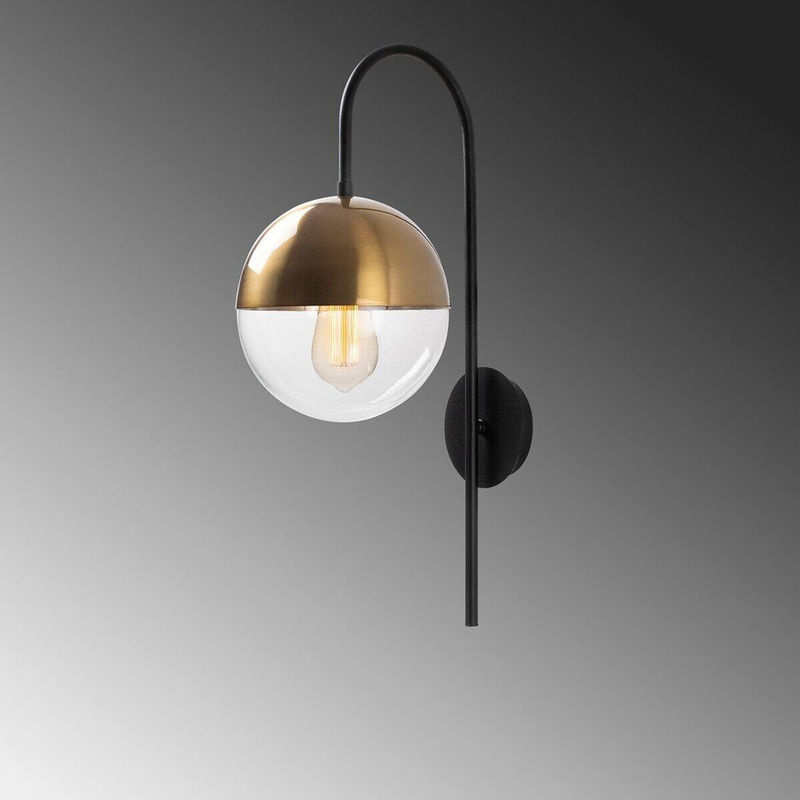 Opviq Wandleuchte Bastos in Bronze und Schwarz aus Metall und Glas mit E27 Fassung, B/H/T: 31 x 57 x 15 cm - Bild 4