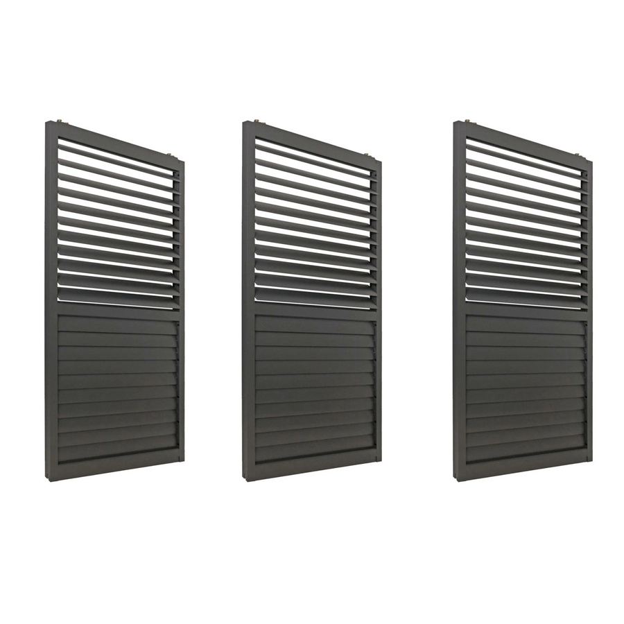 BERLINLODGE 3er-Set Aluminium Schiebetür für Pergola in Anthrazit, H x B: 206 x 272 cm, Lamellenpaneel Modul für Terrassenüberdachung - Bild 2