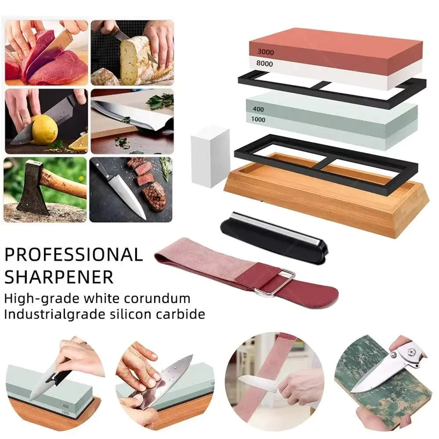 WXCOO Profi Messer Schärfset mit Winkel Guide und Schleifstein Kit in Multicolour - Bild 5