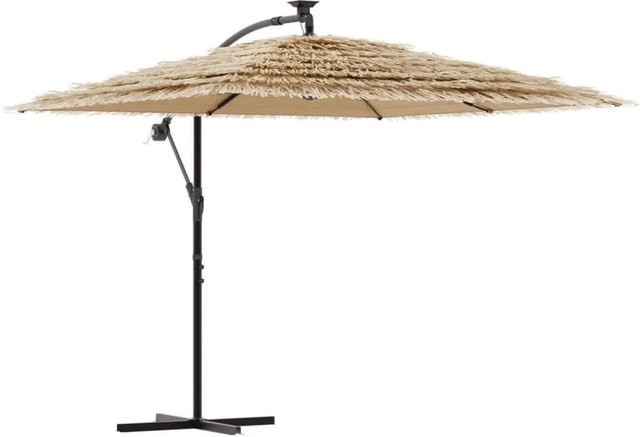vidaXL Sonnenschirm mit LED und Stahlmast in Braun, B/T/H: 246 x 246 x 230 cm - Bild 1