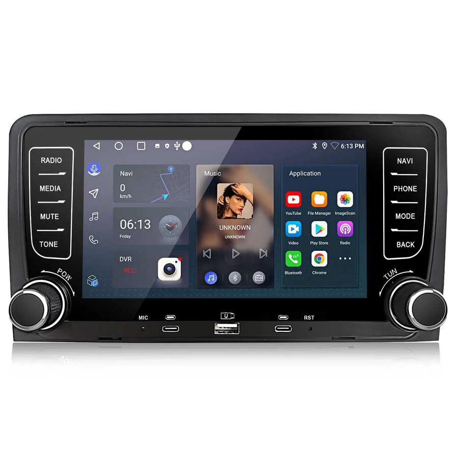 Junsun 7 Zoll Autoradio für Audi A3 mit Bluetooth und USB-Anschluss in Schwarz - Bild 2