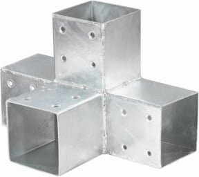 QUATRO-Steckverbinder Mitte zweifach von Tetzner & Jentzsch GmbH, verzinkter Stahl, Farbe: Silber, B/T/H: 30,5 x 20 x 20 cm, passend für 9 x 9 cm - Bild 1