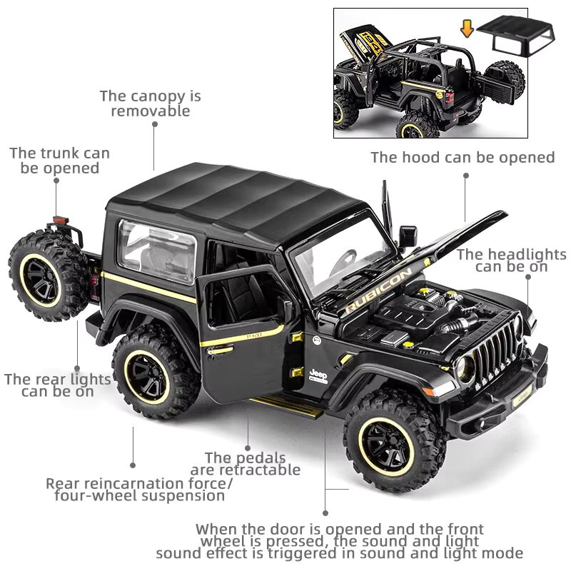 CCA Wrangler Offroad Diecast Spielzeugauto Modell Metalllegierung 1:32 - Bild 4
