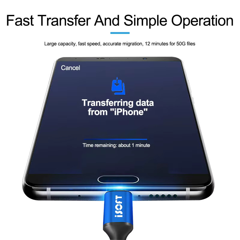 ISOFT IS-003A/B/C Datenübertragungsleitung für die vollständige Datenkopie zwischen alten und neuen iOS Mobiltelefonen wie iPhone, iPad und iPod - Bild 3