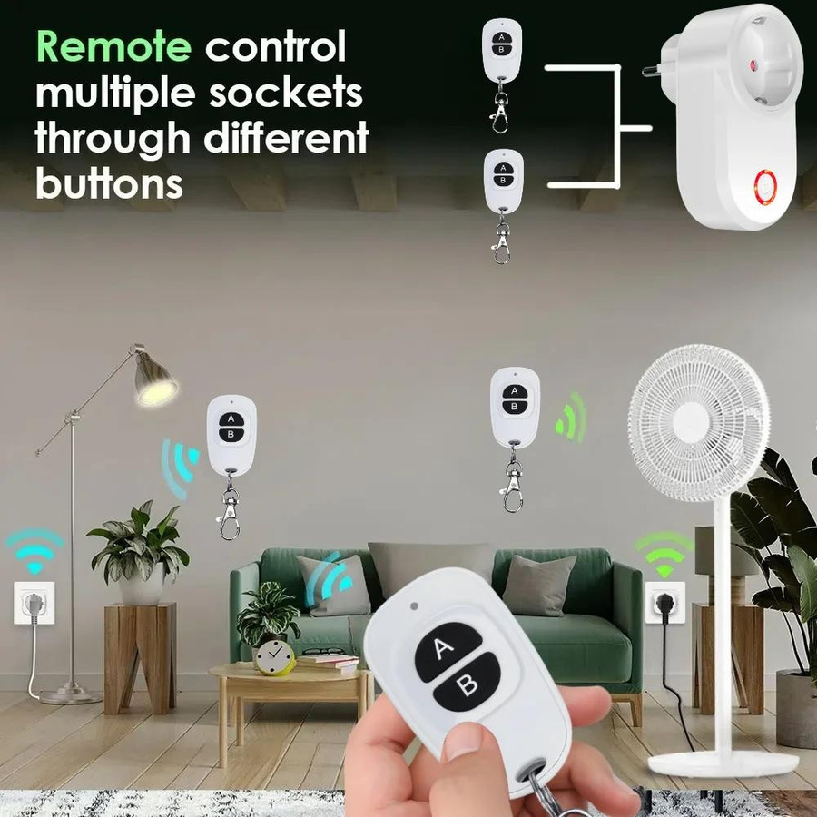 Meiteai-All Drahtlose Smart Steckdose mit Fernbedienung 433MHz, Wasserdichter EU-Stecker für Haushaltsgeräte und Lampen, 15A 220V - Bild 4