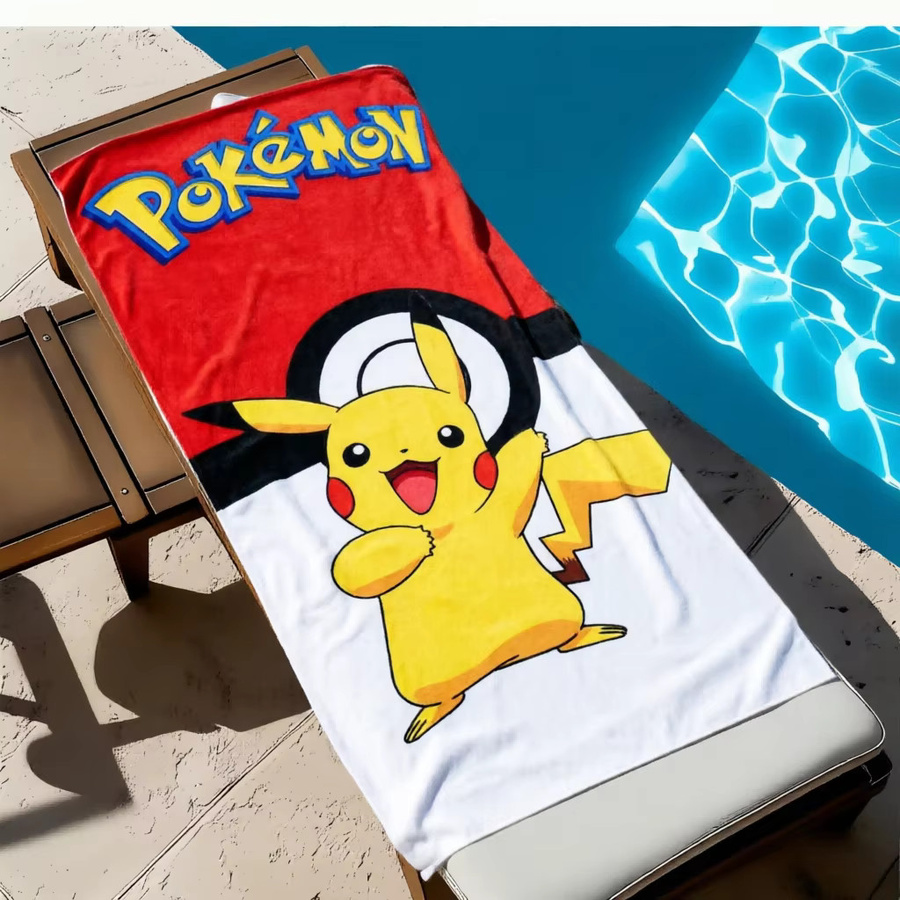 Strandtuch mit Pokemon-Aufdruck von Potdemiel, schnell trocknend und saugfähig, Mehrfarbig - Bild 2