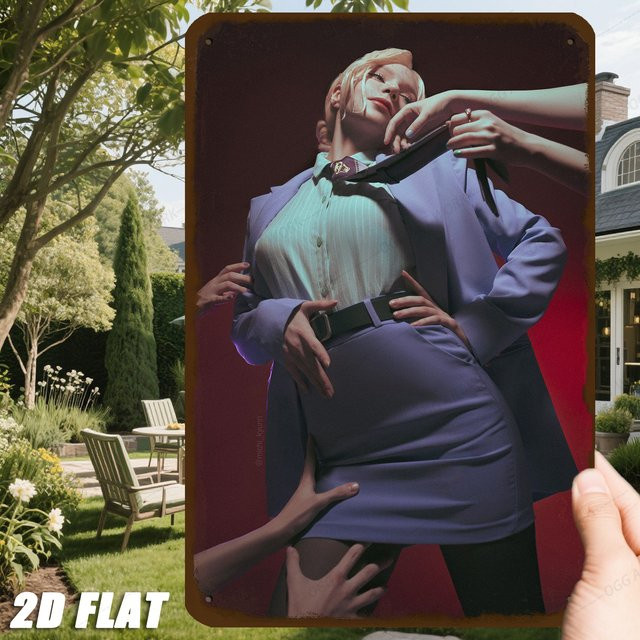 HELLOYOUNG Vintage Metall-Wandkunst mit Frauenbüste, Mehrfarbig, B/H: 20,32 x 30,48 cm - Bild 1
