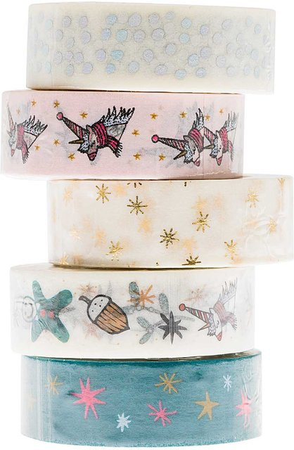 Rico Design Paper Poetry Tape Set Magical Christmas, Mehrfarbig, 5 Stück (Breite: 1,5 cm, Länge: 10 m) - Bild 1