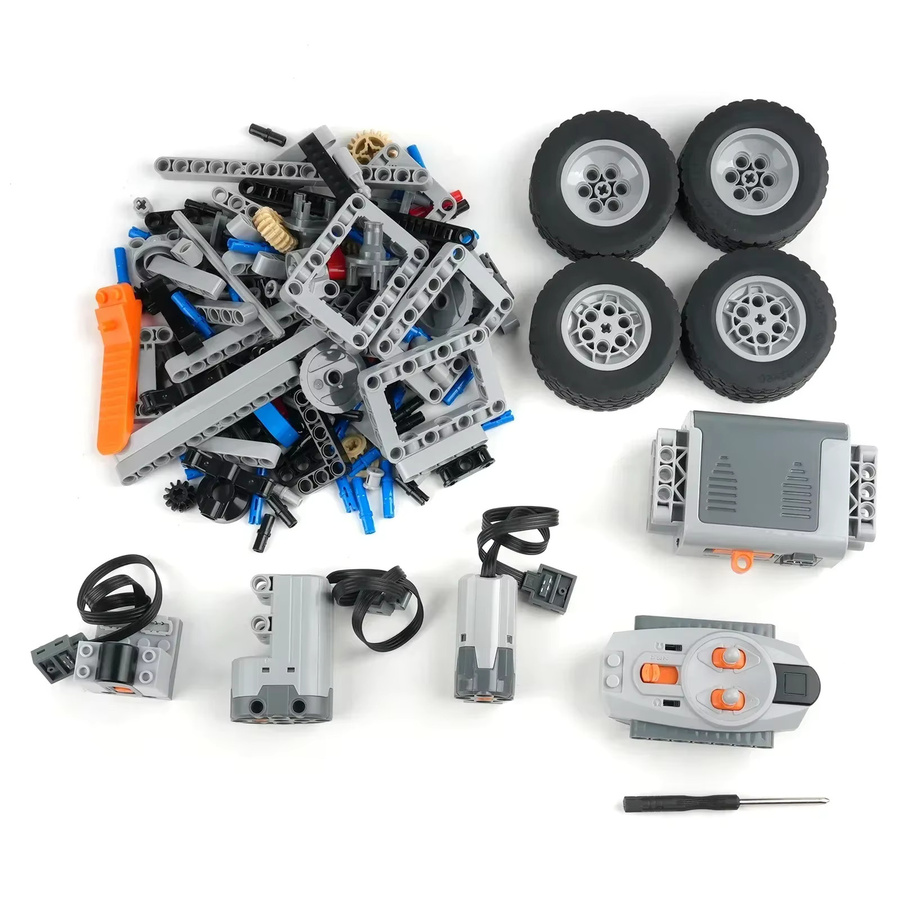 StemEdu 4WD RC Auto Baustein-Set mit elektrischem Chassis, Motor und Empfänger für MOC technische Simulationen - Bild 3