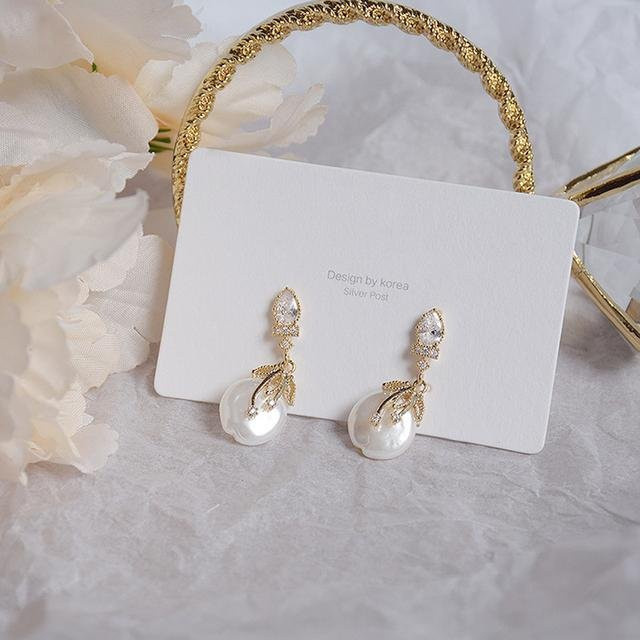 Wucifang Jewelry Ohrringe, 14K Gold, Zirkon, Süßwasserperle, Damen - Bild 1
