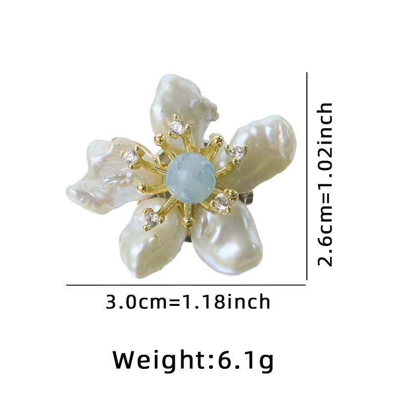 GLSEEVO Brosche, natürliche Perlen, blaue Edelsteine, Damen - Bild 6