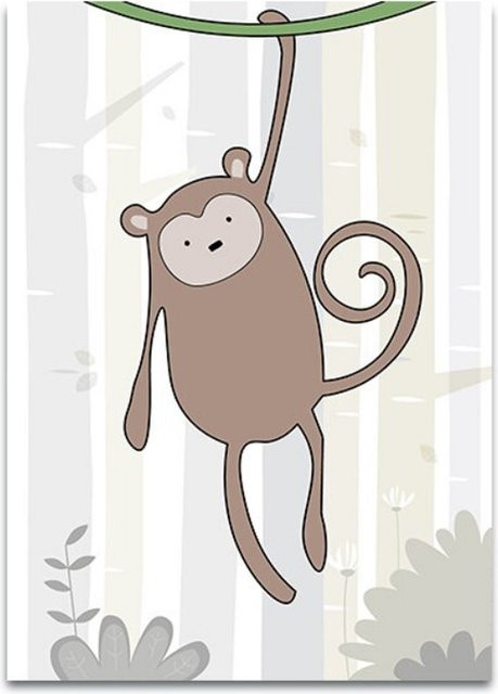 TPFLiving Poster Leinwand mit Tiermotiven für das Kinderzimmer, Mehrfarbig, Breite: 21 cm, Höhe: 30 cm - Bild 1