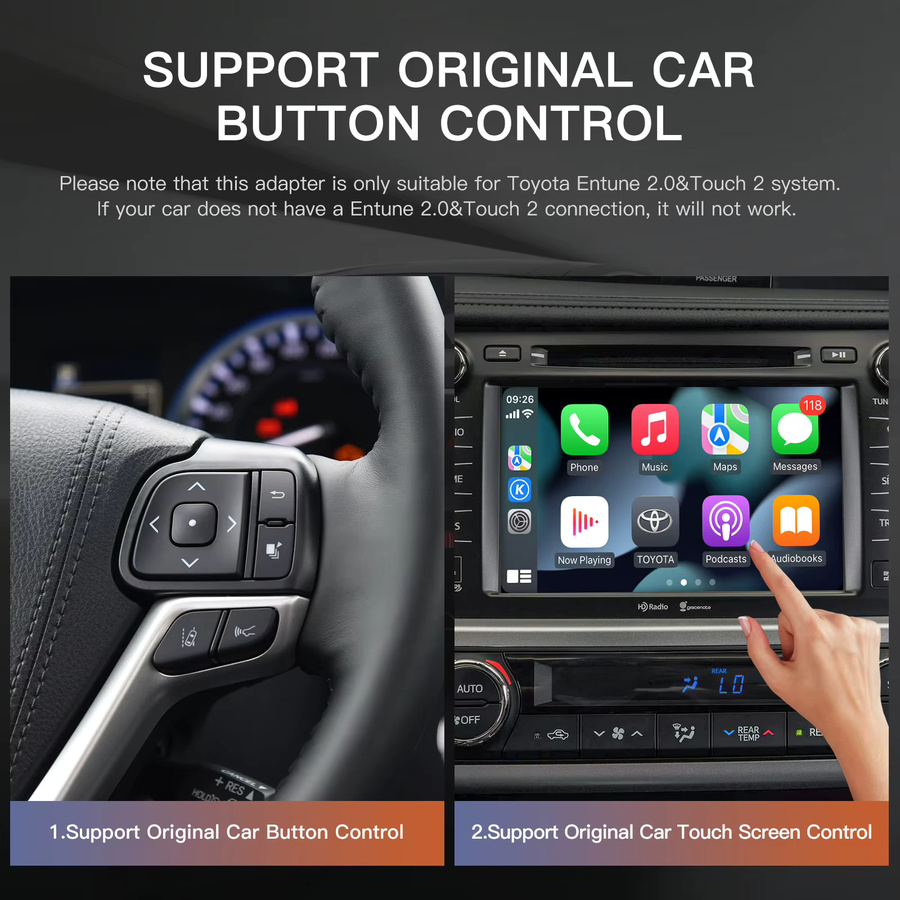 CARABC Wireless CarPlay und Android Auto Decoder für Toyota Highlander, 4Runner, Tundra, RAV4, Tacoma, Land Cruiser, Prado und Auris, Farben: Grau oder Schwarz - Bild 3