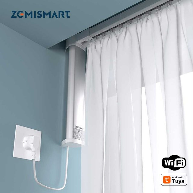 Zemismart WiFi-Vorhangmotor in Weiß für Tuya Smart Life mit RF-Fernbedienung und Sprachsteuerung via Alexa, Echo und Yandex Alice - Bild 1