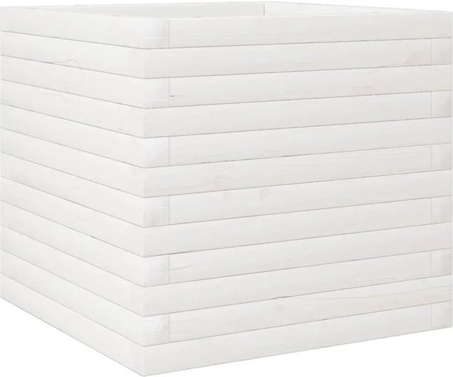 vidaXL Pflanzkübel aus Kiefer Massivholz in Weiß, B/T/H: 50 x 50 x 45,5 cm - Bild 1