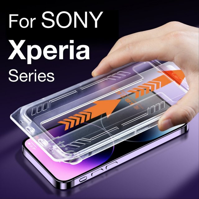 miaotiemo Displayschutzfolie aus gehärtetem Glas für Sony Xperia 1 VII VI 5 10 IV V III inklusive Auto-Staubentfernungsset, transparent - Bild 1