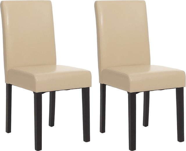 MCW Esszimmerstuhl Littau 2er-Set aus Kunstleder in Beige mit dunklen Holzbeinen - Bild 1