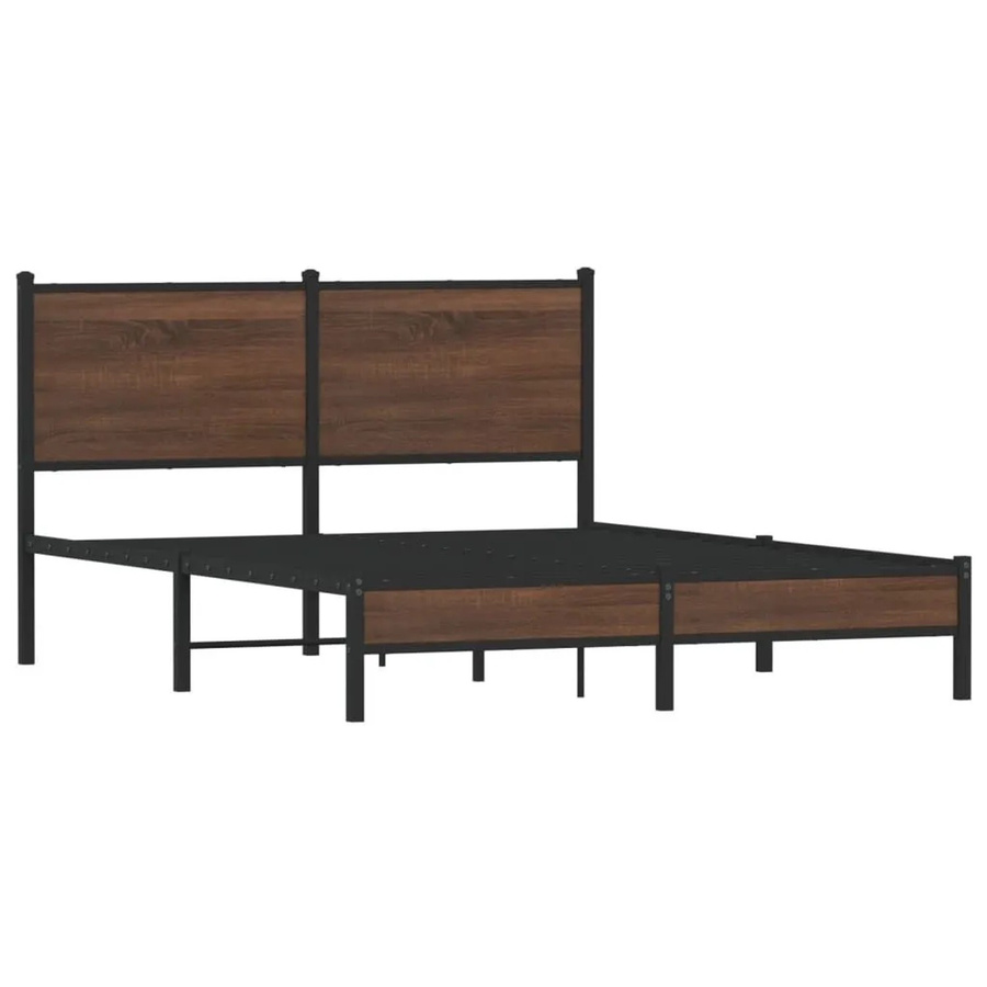 vidaXL Metallbett in Eiche Braun ohne Matratze, B/T/H: 150 x 200 cm - Bild 2