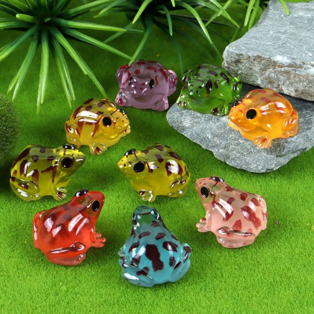Binchi Mini-Frösche leuchten im Dunkeln als dekorative Figuren für Märchengarten, Vivarium und DIY-Zubehör, Mehrfarbig - Bild 1