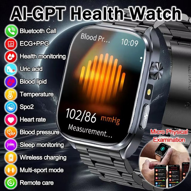 KAVSUMI Smartwatch, Edelstahl, Blau - Bild 1