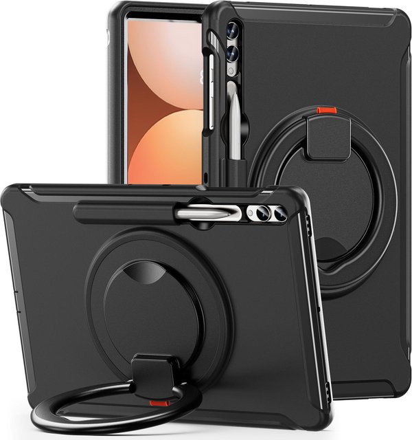 Stoßfeste Samsung Galaxy Tab Hülle mit Griff und Ständer in Schwarz für S9 S8 S7 Plus S10 FE S6 A9 A8 S7 FE A7 Lite - Bild 1