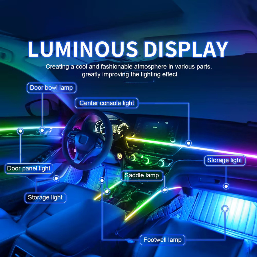 LED Dual Zone Symphony Streamer Auto Umgebungslicht RGB Neon Acryl Streifen Dekoration Atmosphäre Lampe 12V in Multicolour - Bild 3