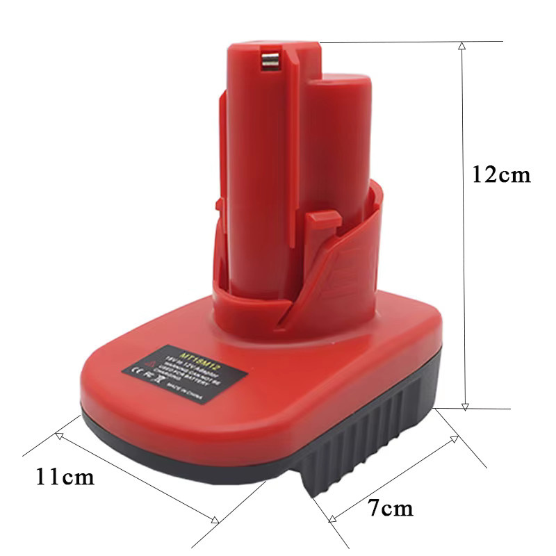 Adapter Konverter für Makita M18, Milwaukee M12 und DeWalt 18V/20V Akkus, Farbe: Rot - Bild 4