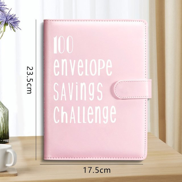 Spar-Challenge Budget-Planer mit 100 Geldumschlägen und Loseblatt-Ordner in Schwarz oder Pink - Bild 1