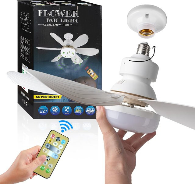 IRALAN LED Deckenventilatorleuchte in Weiß mit Fernbedienung und Dimmfunktion, 30W, E27, modern und rund - Bild 1