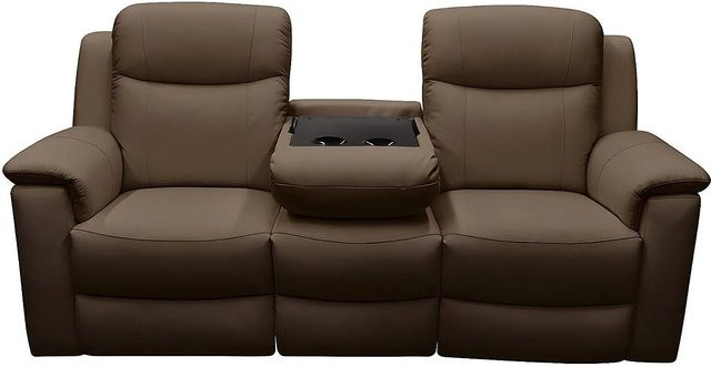 Vente-unique Relaxsofa Evasion aus braunem Echtleder mit einer Breite von 205 cm - Bild 1
