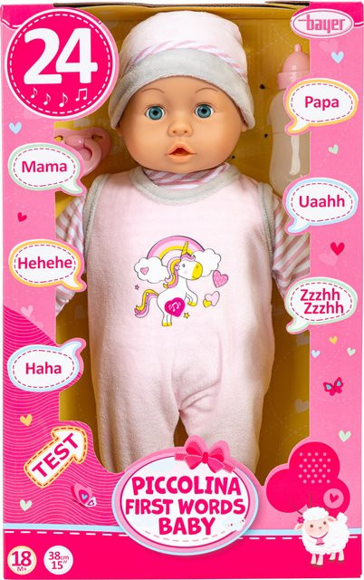 Bayer Design Piccolina First Words Baby Einhorn Puppe ab 1,5 Jahren - Bild 1