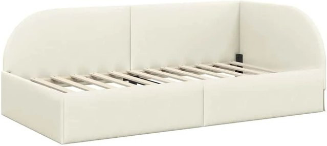 vidaXL Eckbettgestell mit Kopfteil in Beige aus Stoff und Holz, B/T/H: 80 x 200 x 140 cm - Bild 1