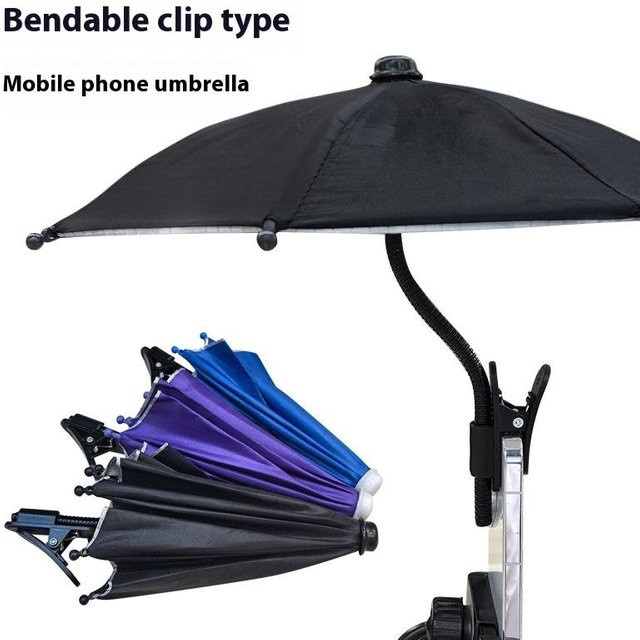 Handy Halter mit Sonnenschutz und Regenschirm-Clip für Outdoor-Einsätze in Schwarz und Grün - Bild 1