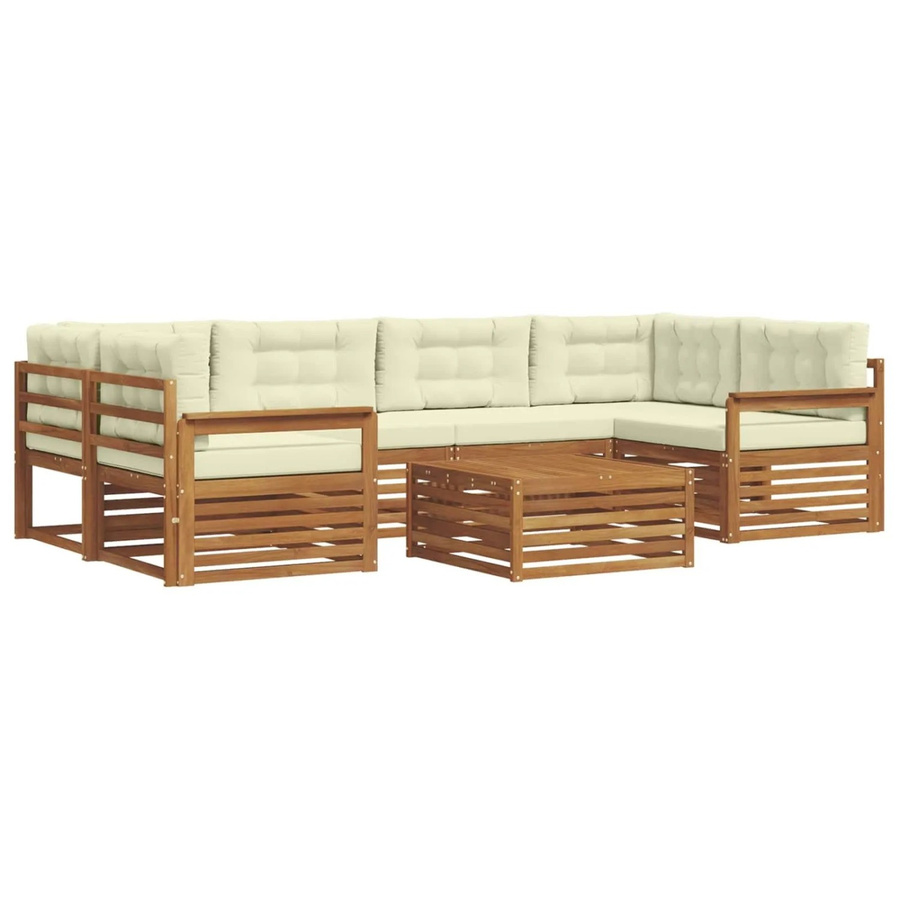 vidaXL Outdoor-Sofagarnitur 8-teilig aus Akazienholz mit Kissen in Natur und Creme - Bild 2