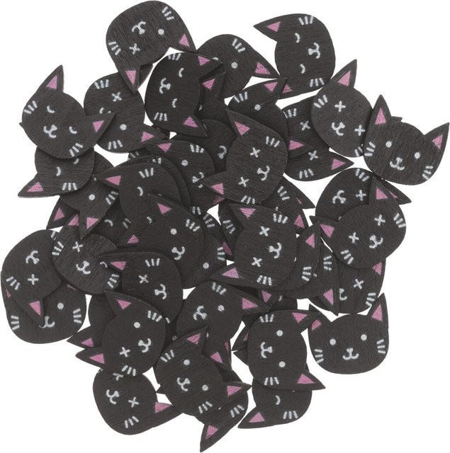 Rico Design Halloween Konfetti Katzen Mix in Schwarz aus Holz mit 48 Stück - Bild 1