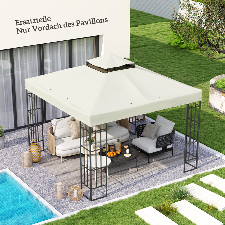 Outsunny Ersatzdach für Pavillon aus Polyester, wasserdicht und UPF 50+, Hellgrau, B/T: 300 x 300 cm - Bild 2