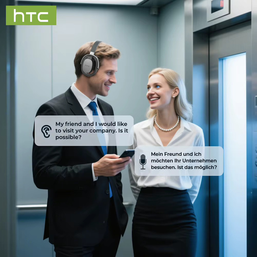 HTC Original AI Translate Kopfhörer HP07 Gold Bluetooth HiFi-Stereo-Sound Sport- und Gaming-Headset mit Mikrofon und geringer Latenz - Bild 3