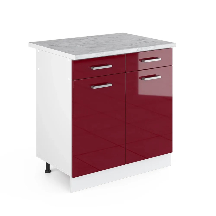 Vicco Küchenunterschrank R-Line Bordeaux Hochglanz Weiß B/T/H: 80 x 60 x 76,6 cm - Bild 2