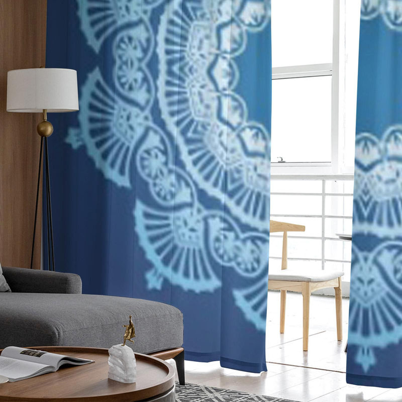 Super Six Transparente Fenstervorhänge mit floralem Design aus Chiffon und Tüll in Blau, B: 135 cm, H: 114 cm - Bild 3