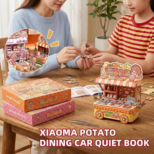 Xiaoma Kartoffel-Mahlzeit Auto Ruhiges Buch, Stickerbuch, Mädchen Spielzeug - Bild 1