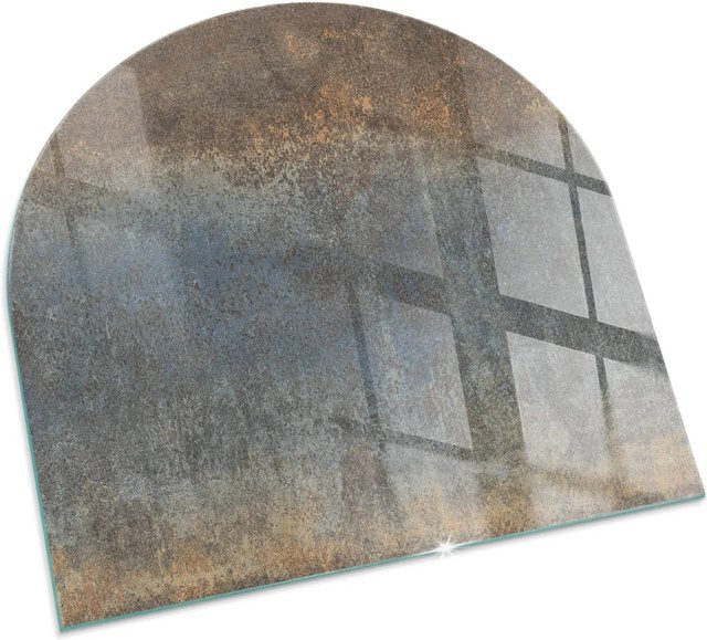 Tulup Kamin Glasplatte mit abstraktem Texturmuster in Braun, B/T: 100 x 100 cm - Bild 1