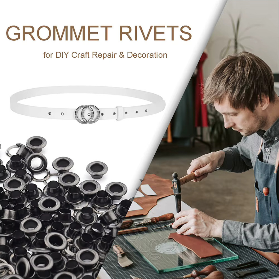 100 Sets Metallösen Ring Kit in Schwarz für Kleidung, Lederhandwerk und Schuhreparatur - Bild 3
