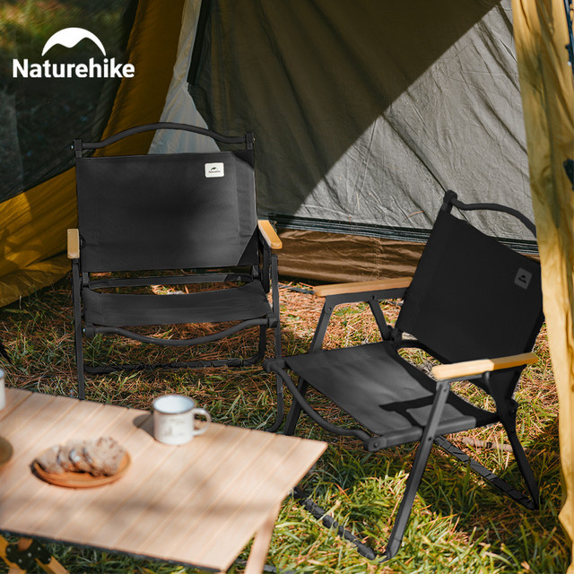Naturehike Kermit Campingstuhl faltbar aus Hartholz mit Armlehnen für Outdoor und Picknick - Bild 1