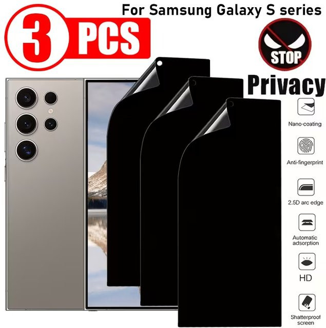 3er Pack Samsung Galaxy Anti-Spionage Hydrogel-Displayschutzfolie mit Sichtschutz für S23 FE S24 S25 S26 Ultra Plus und Android Modelle - Bild 1