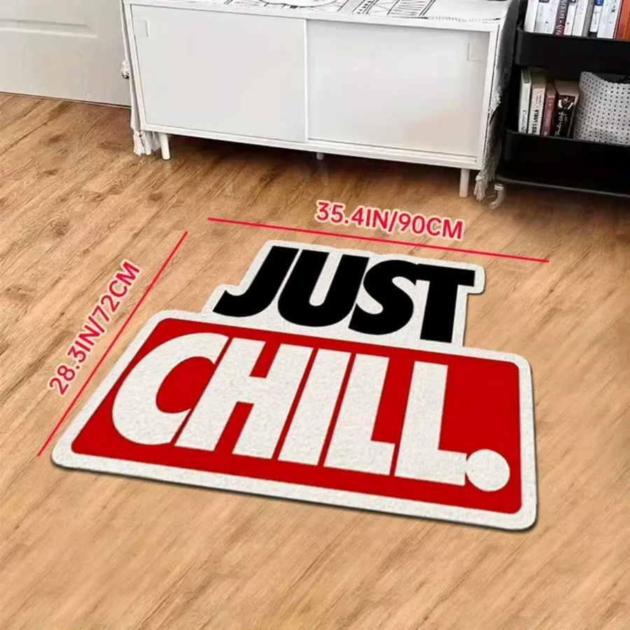VIKAMA Just Chill Kreativer Teppich mit Buchstaben-Design für Wohnzimmer und Schlafzimmer in modernem Abstract-Look - Bild 3