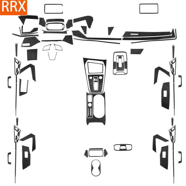RRX CARBON Carbonfaser-Dekorationsset für Audi A3 S3 8Y 2021-2025 in Schwarz für Navigation, Schaltknauf, Getränkehalter und Türverkleidung - Bild 1