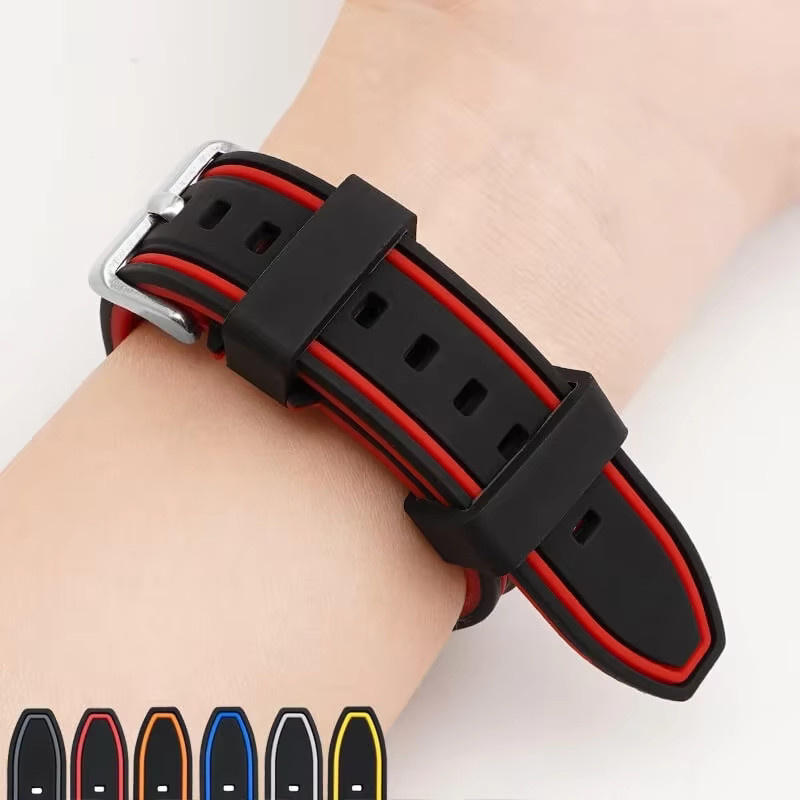 TINUORA Uhrenarmband Silikon, 22 mm, Schwarz, Unisex - Bild 2