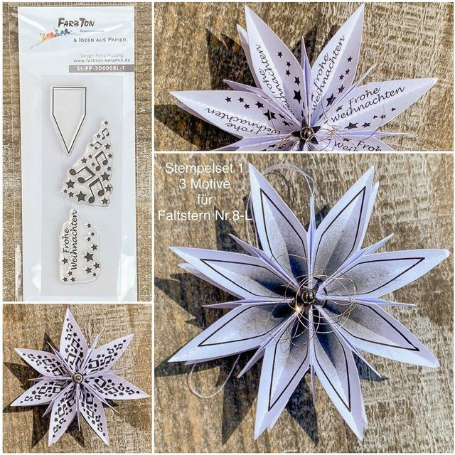 Silikonstempel für Faltsterne in der Größe Mittel mit dem Motiv Frohe Weihnachten - Bild 1