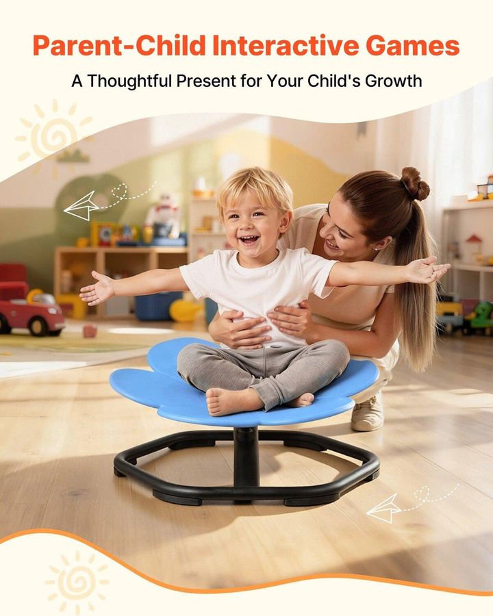 Buying Solutions MB Sensorischer Kinder Drehstuhl in Blumenform, Blau, Sit & Spin Spielzeugsitz für autistische Kinder mit rutschfester Metallbasis, Tragfähigkeit bis 100 kg - Bild 4